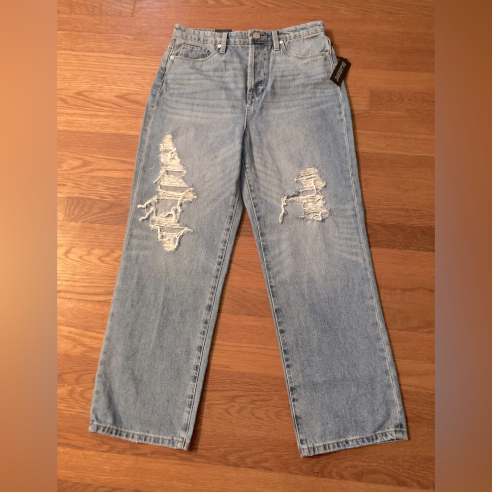 NWT Blank NYC Baxter Rib Cage Straight Leg Distressed Blue Jeans Woman’s 29 - Picture 5 of 8